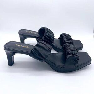 Cult Gaia Leather Slides Heeled Platform Sandals Size: 8.5 | IT 38.5
